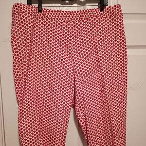 Talbots Women's Hampshire Red and White Scallop Print Slim Pants 16w NWOT